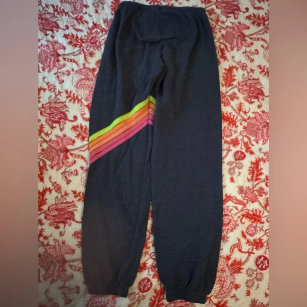 *DISCONTINUED* AVIATOR NATION CHEVRON 5 SWEATPANT - HEATHER NAVY NEON - Picture 2 of 4